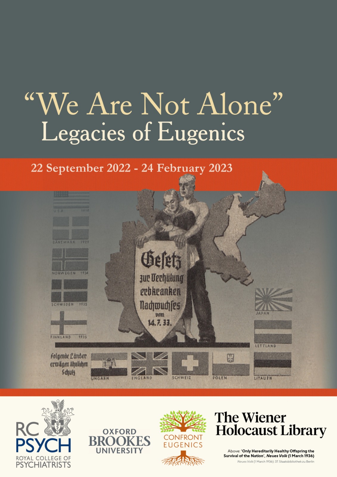 We are not alone Legacies of Eugenics exhibition flyer
