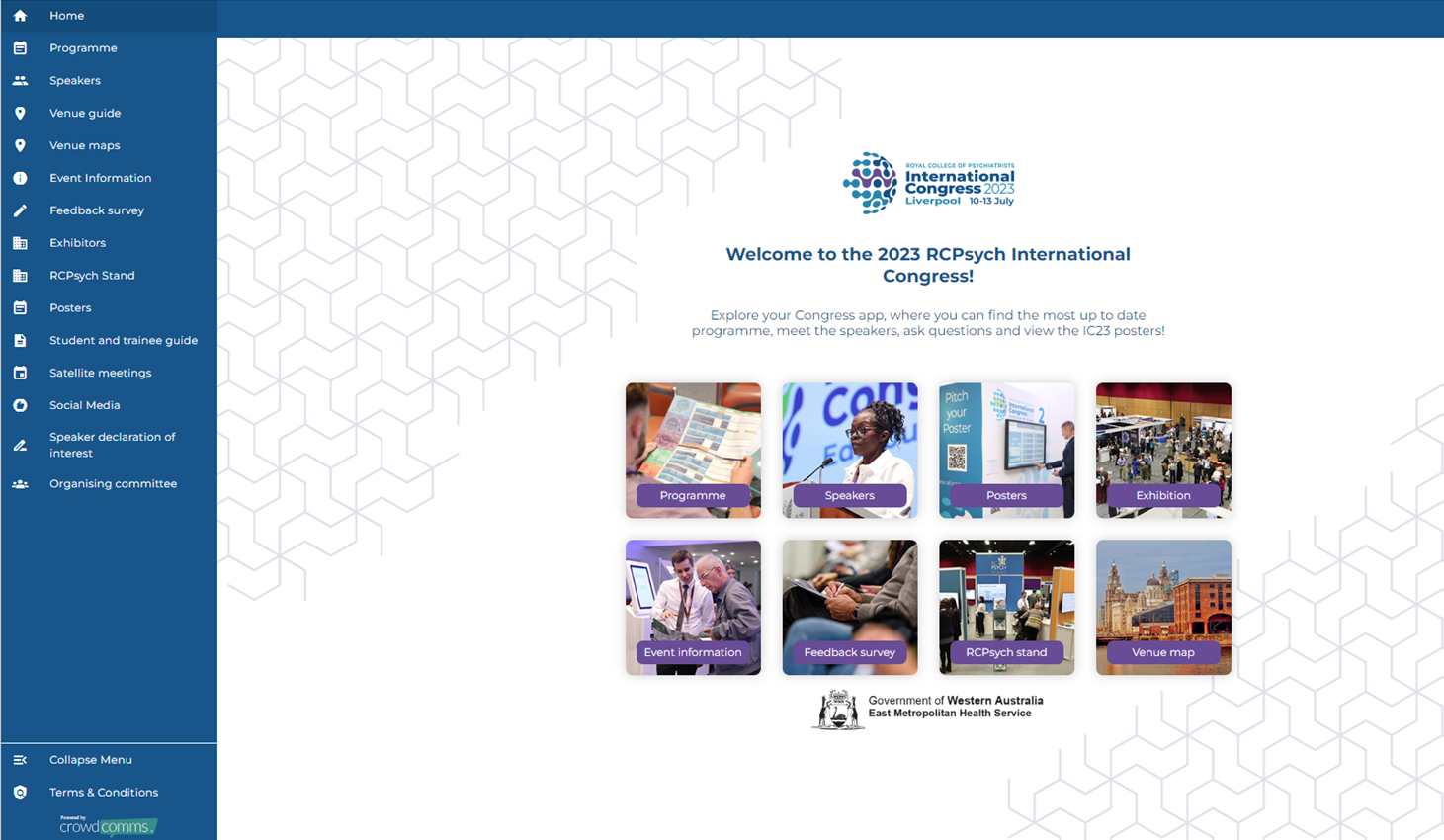 International Congress 2022 browser homepage