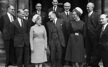 Black and white photo of unspecified UK psychiatric hospital staff from 1960s