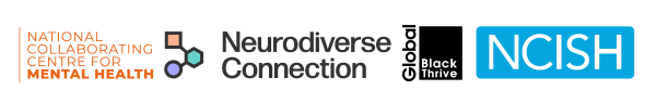 Logos of NCCMH, Neurodiverse Connection, Global Black Thrive and NCISH