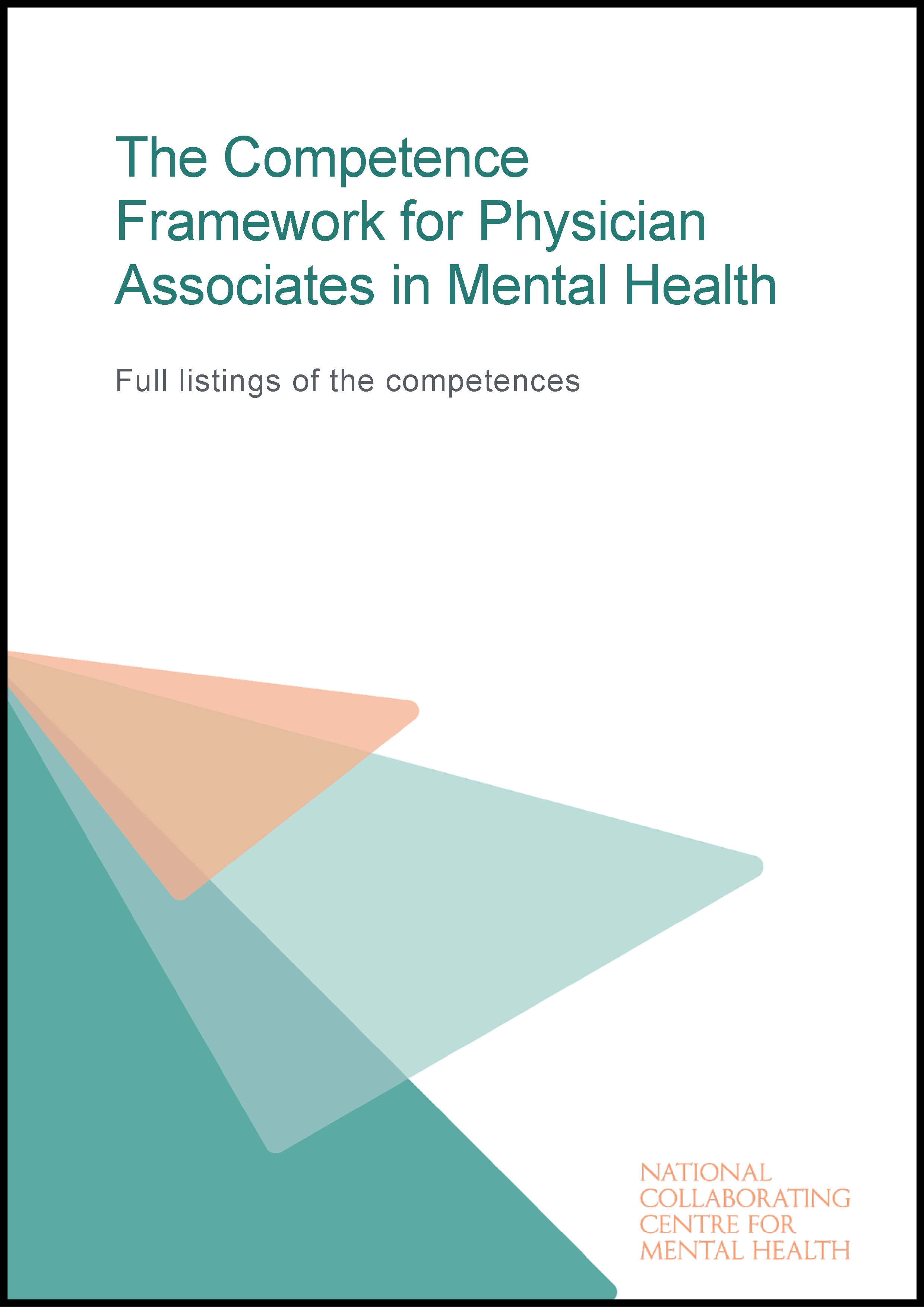 Physician Associates in Mental Health Competence Framework - full listings cover image black border