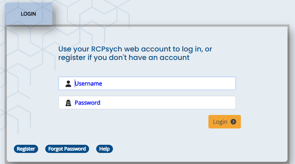 RCPsychiNI login/register instructions