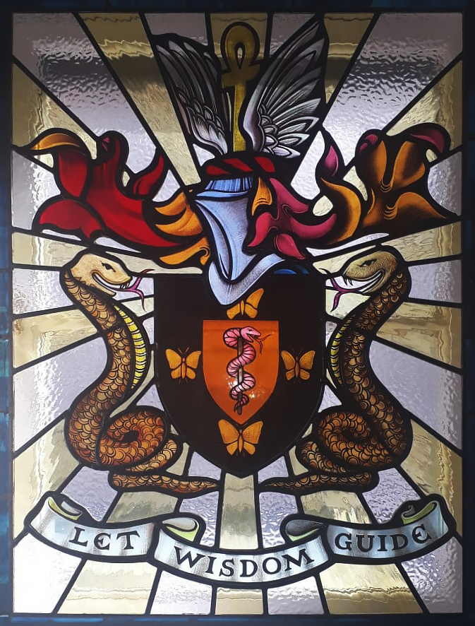 RCPsych Coat of Arms in stained glass