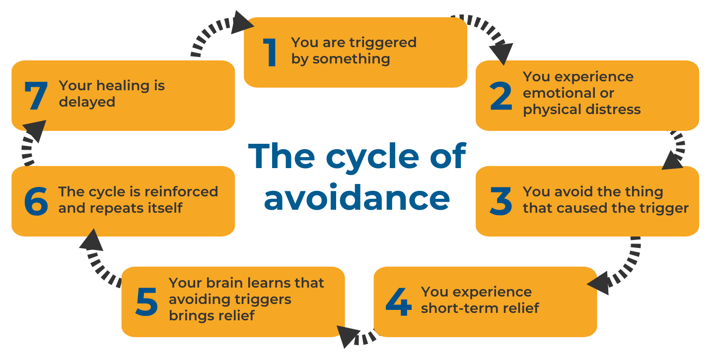 A diagram showing the cycle of avoidance in people with PTSD.