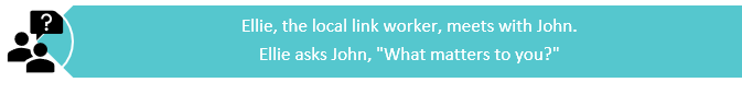 Ellie, the local link worker meets with John and asks him, 