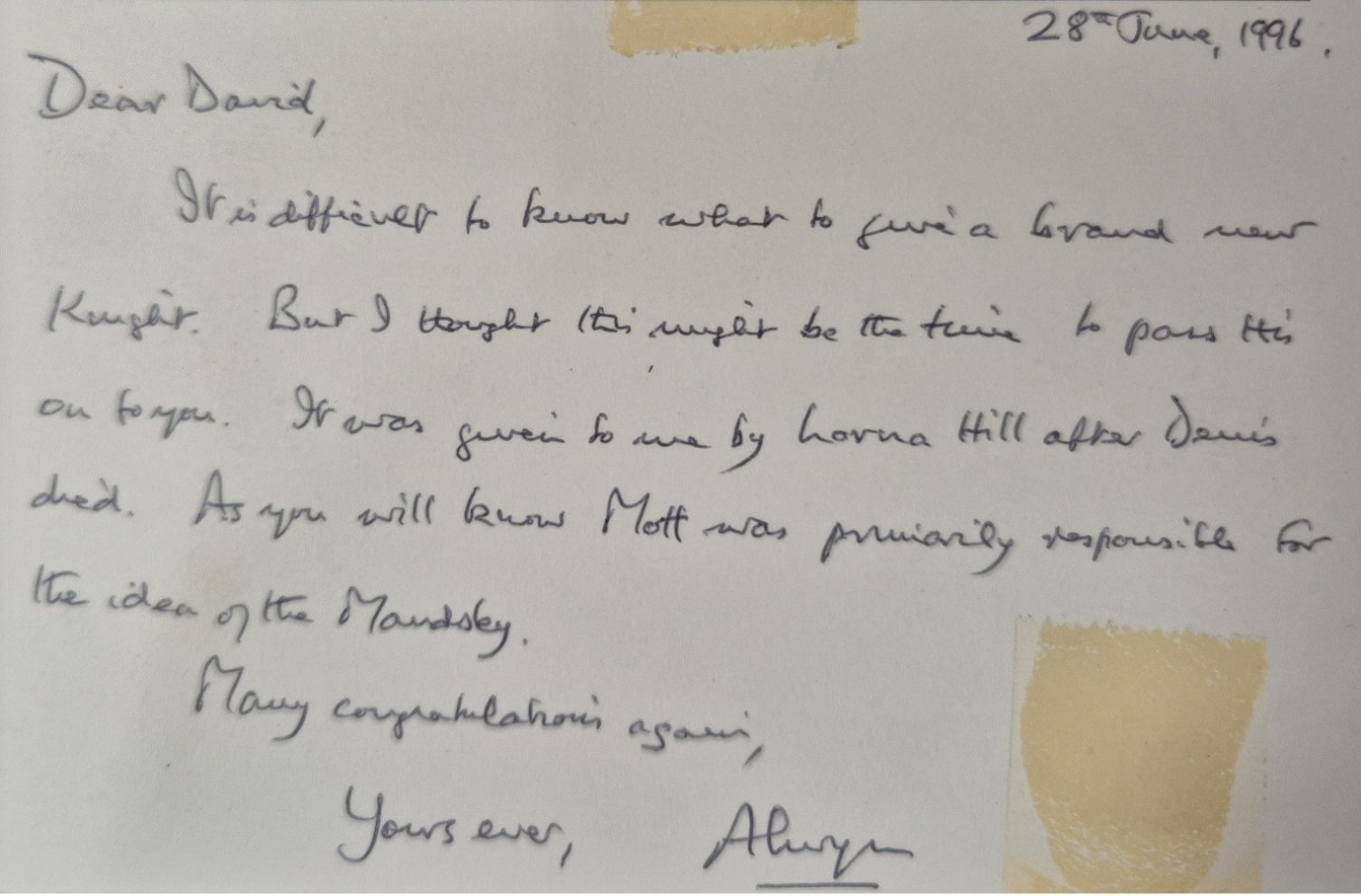 Photograph of writing on the back of a postcard.